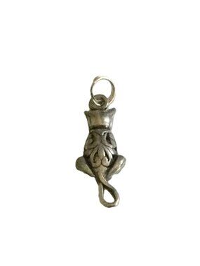 Vintage‎ Silver Tone Cat Charm